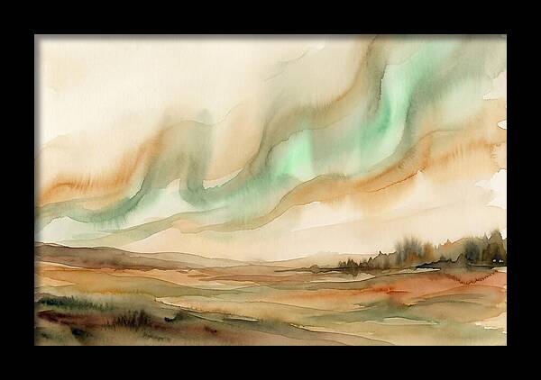 Northern Lights In Emerald Waves