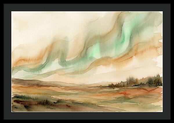 Northern Lights In Emerald Waves
