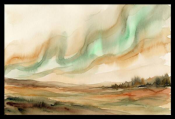 Northern Lights In Emerald Waves