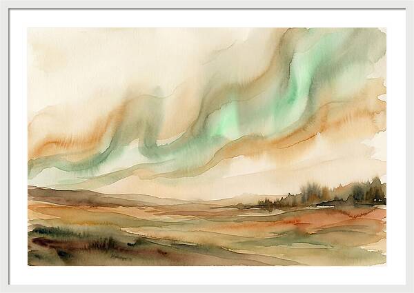 Northern Lights In Emerald Waves