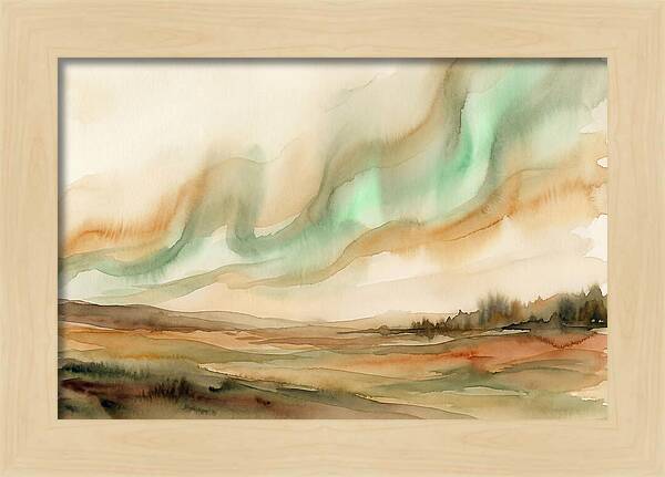 Northern Lights In Emerald Waves