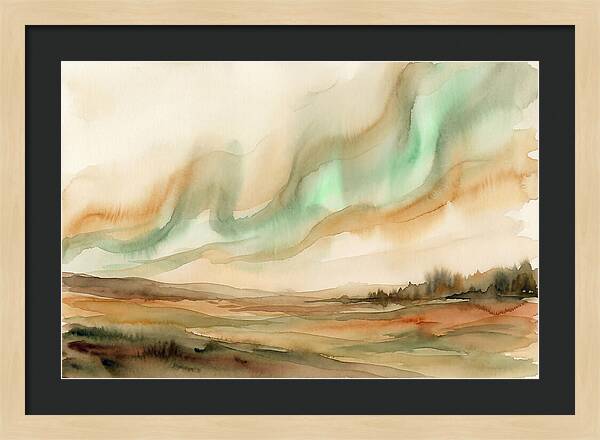 Northern Lights In Emerald Waves
