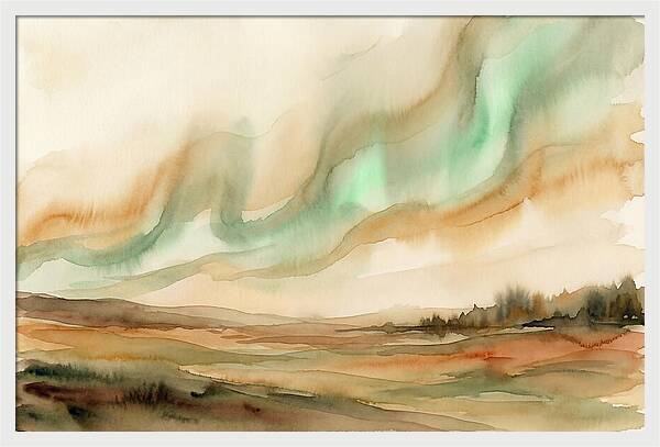 Northern Lights In Emerald Waves