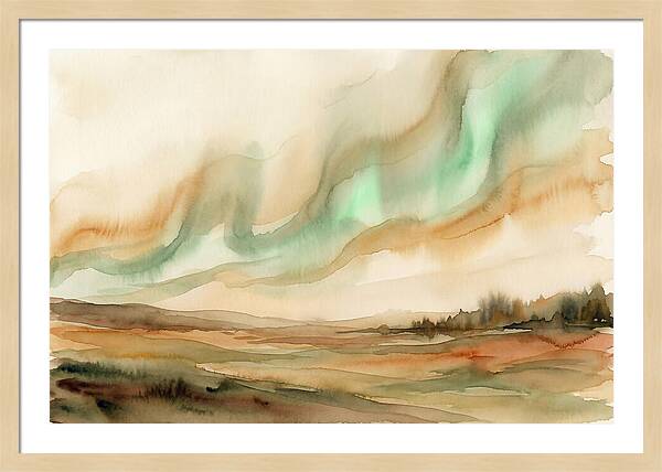 Northern Lights In Emerald Waves