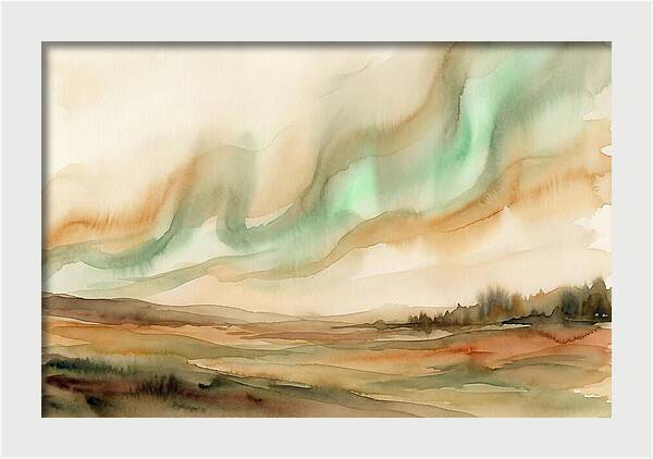 Northern Lights In Emerald Waves