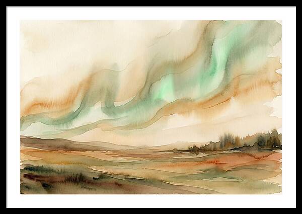 Northern Lights In Emerald Waves
