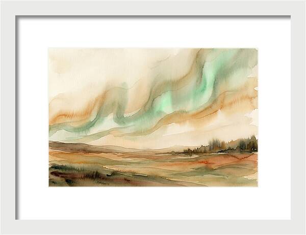 Northern Lights In Emerald Waves