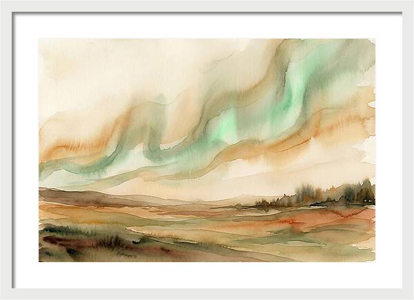 Northern Lights In Emerald Waves