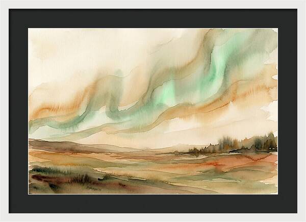 Northern Lights In Emerald Waves