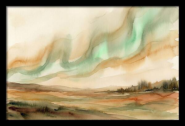 Northern Lights In Emerald Waves