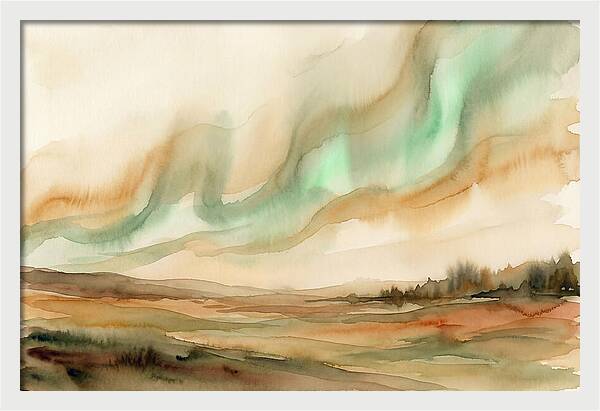 Northern Lights In Emerald Waves