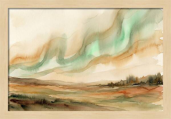 Northern Lights In Emerald Waves