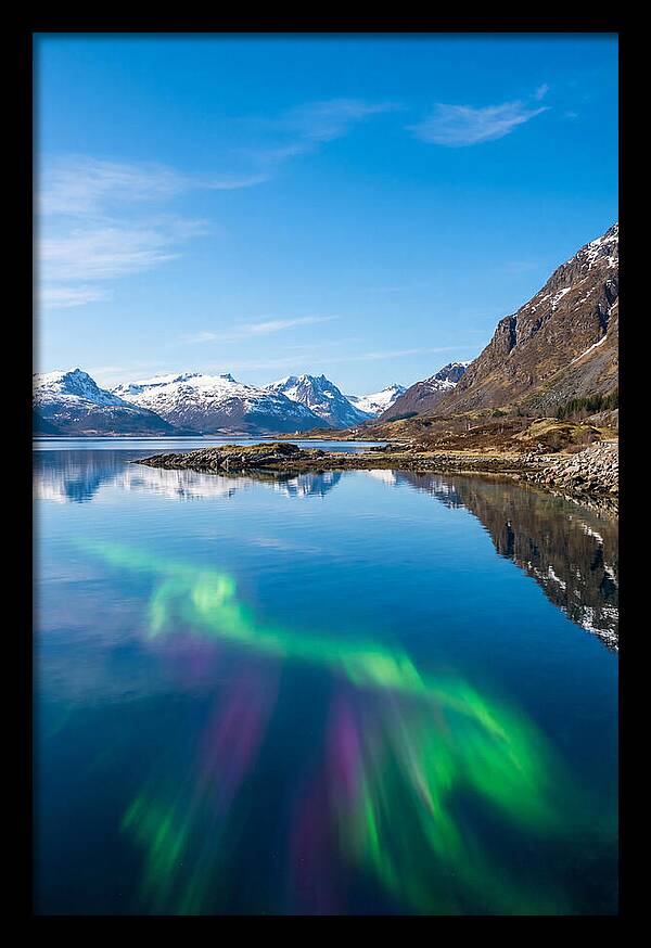 Northern Lights Over Fjord