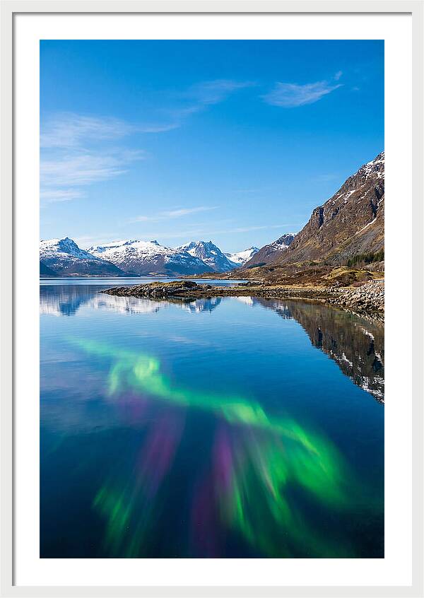 Northern Lights Over Fjord