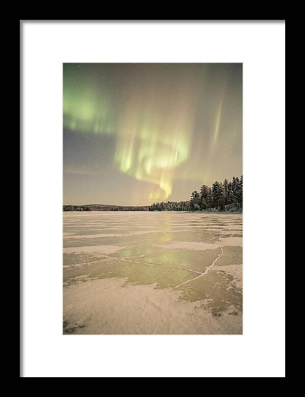Northern Lights Over Frozen Lake