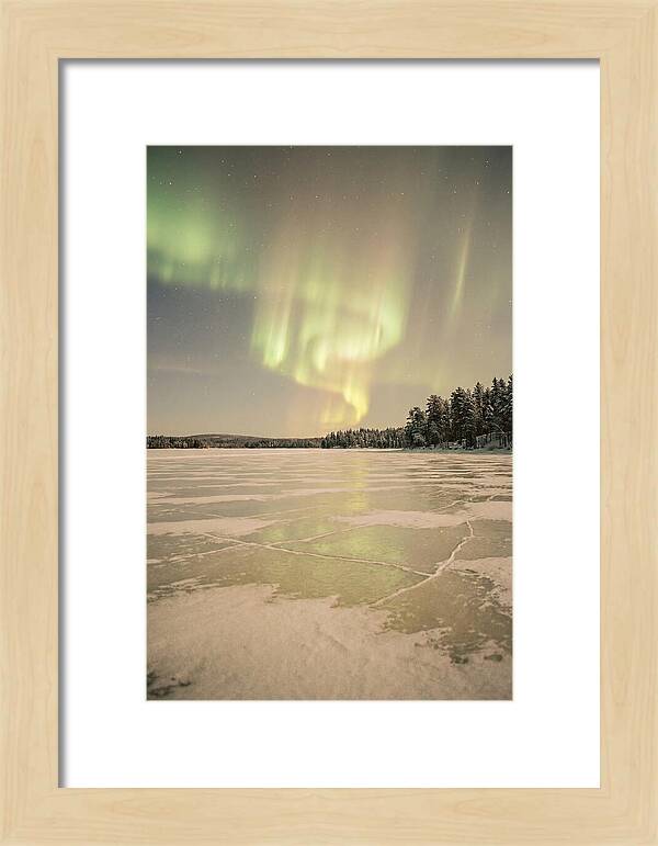 Northern Lights Over Frozen Lake
