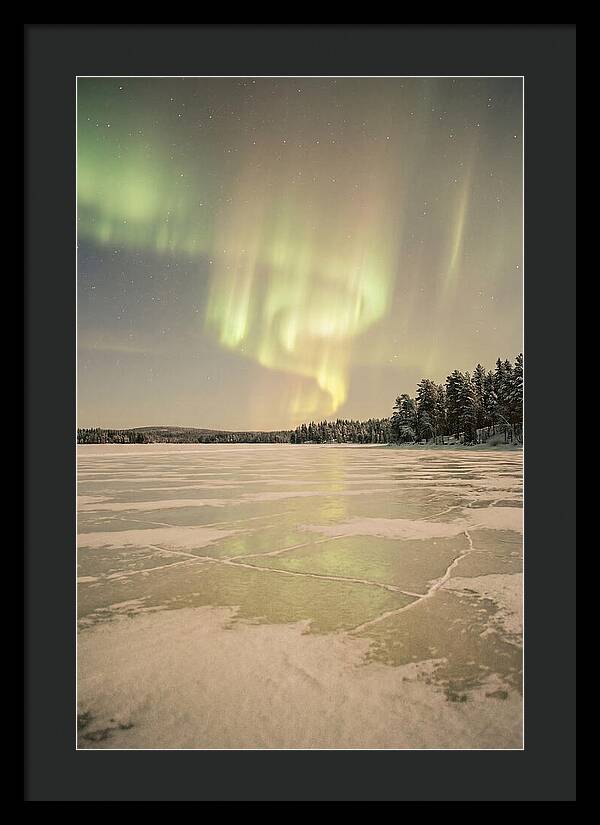 Northern Lights Over Frozen Lake