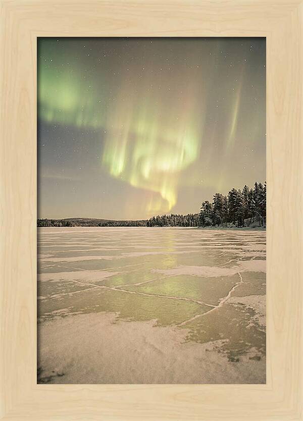 Northern Lights Over Frozen Lake