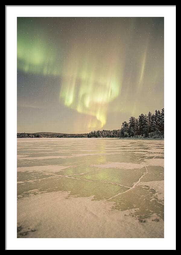 Northern Lights Over Frozen Lake