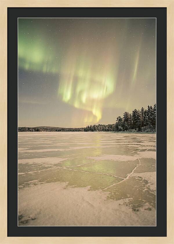 Northern Lights Over Frozen Lake