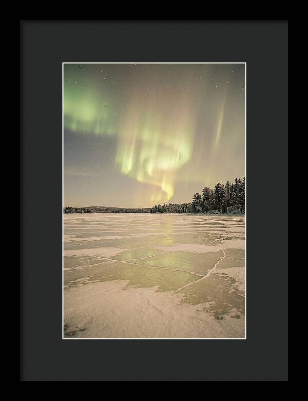 Northern Lights Over Frozen Lake