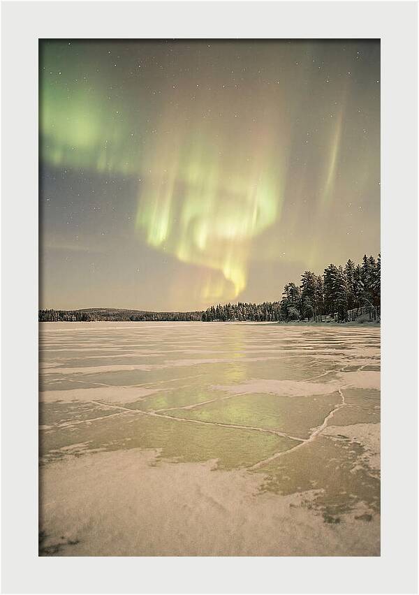 Northern Lights Over Frozen Lake