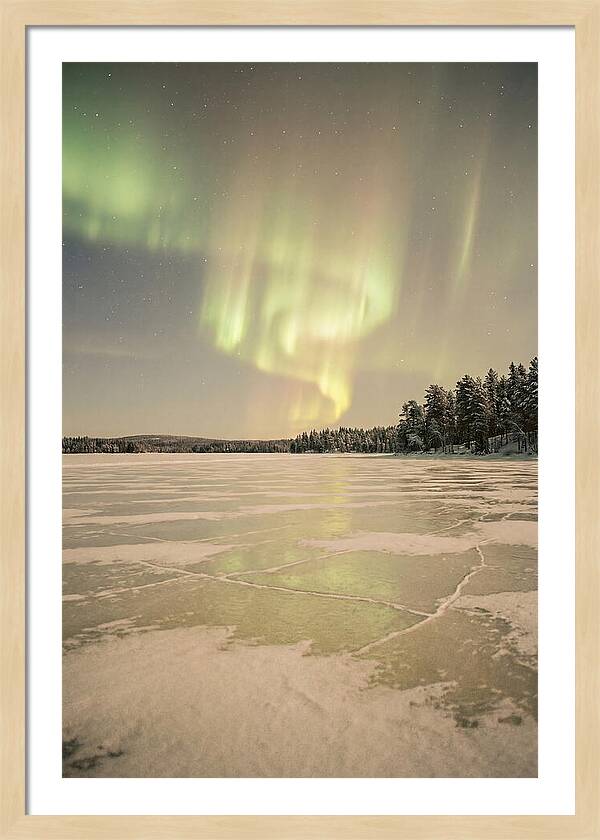 Northern Lights Over Frozen Lake