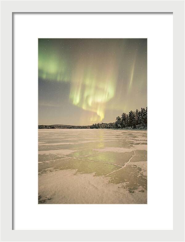 Northern Lights Over Frozen Lake