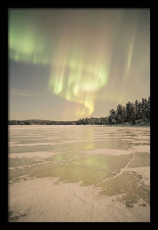Northern Lights Over Frozen Lake