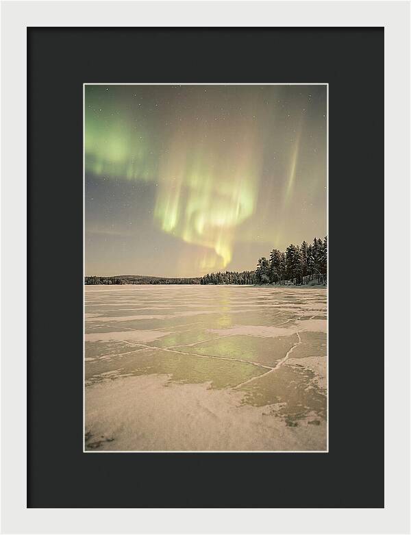 Northern Lights Over Frozen Lake