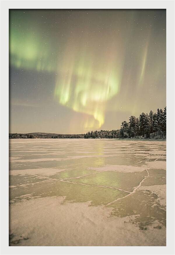 Northern Lights Over Frozen Lake