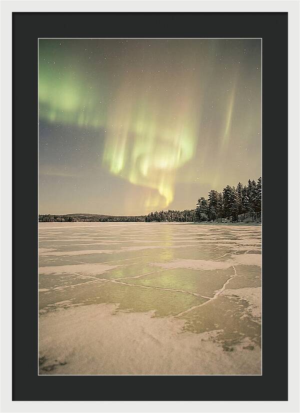 Northern Lights Over Frozen Lake