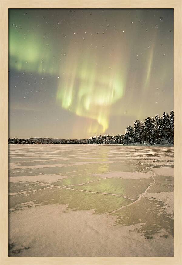 Northern Lights Over Frozen Lake