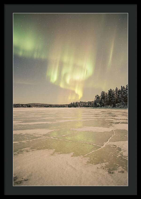 Northern Lights Over Frozen Lake
