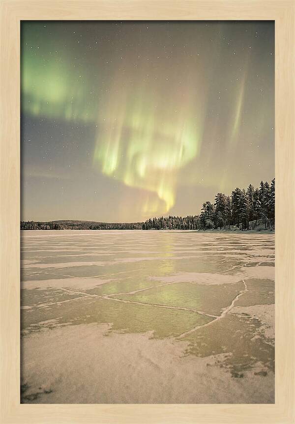 Northern Lights Over Frozen Lake