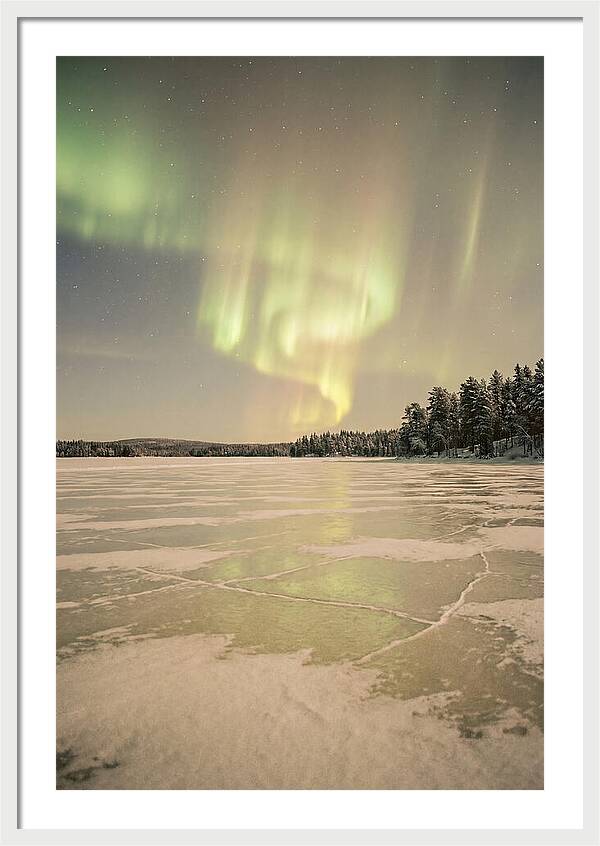 Northern Lights Over Frozen Lake