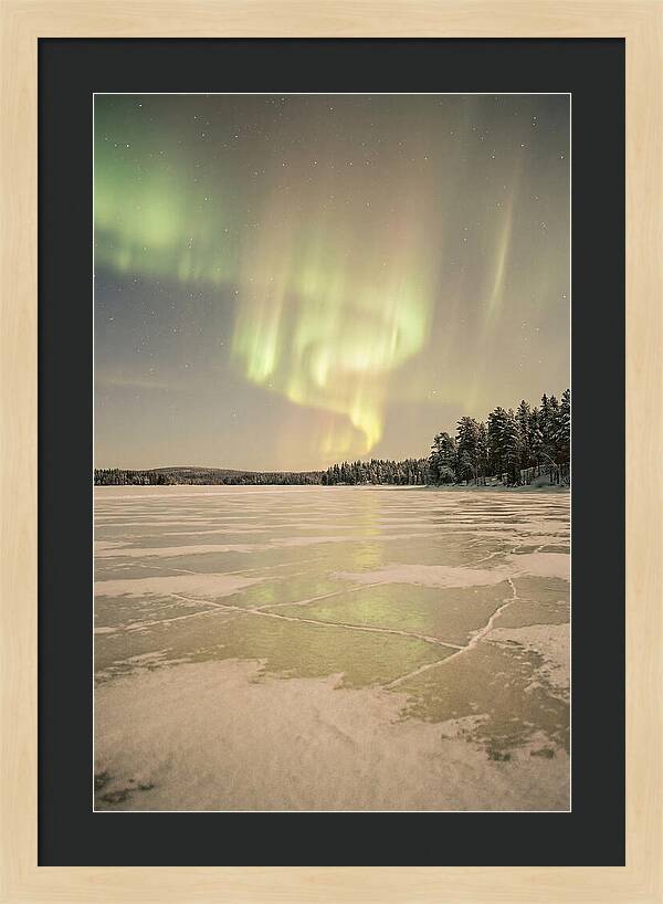 Northern Lights Over Frozen Lake