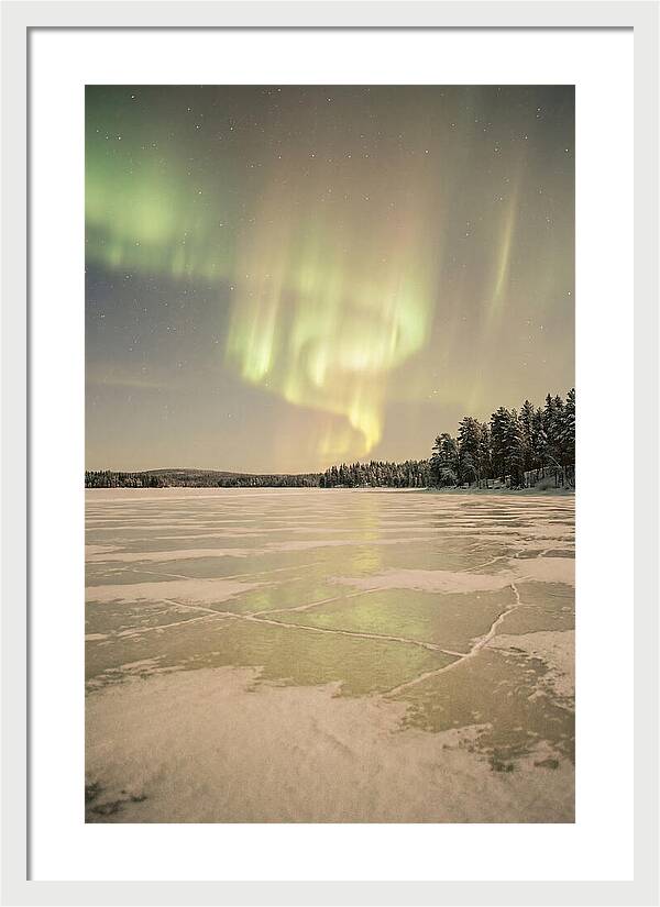 Northern Lights Over Frozen Lake