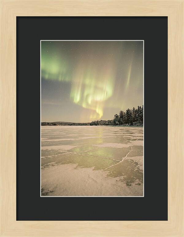 Northern Lights Over Frozen Lake