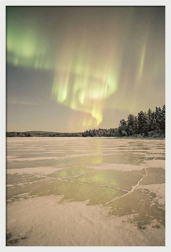 Northern Lights Over Frozen Lake