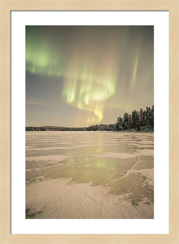 Northern Lights Over Frozen Lake
