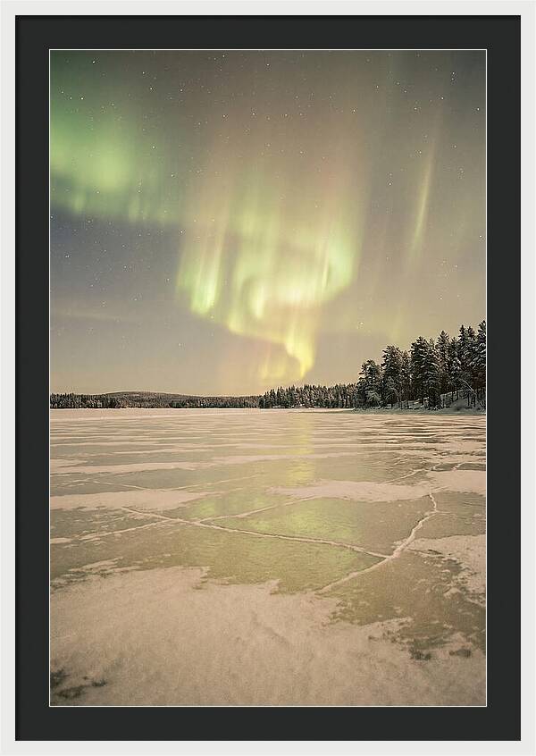 Northern Lights Over Frozen Lake