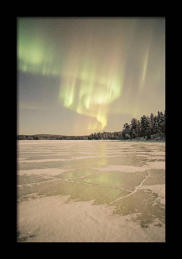 Northern Lights Over Frozen Lake