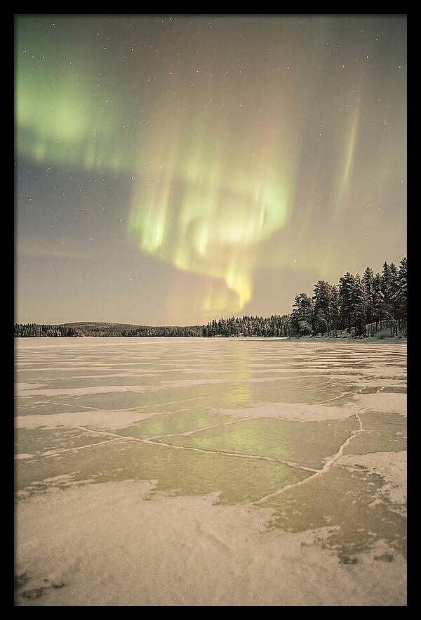 Northern Lights Over Frozen Lake