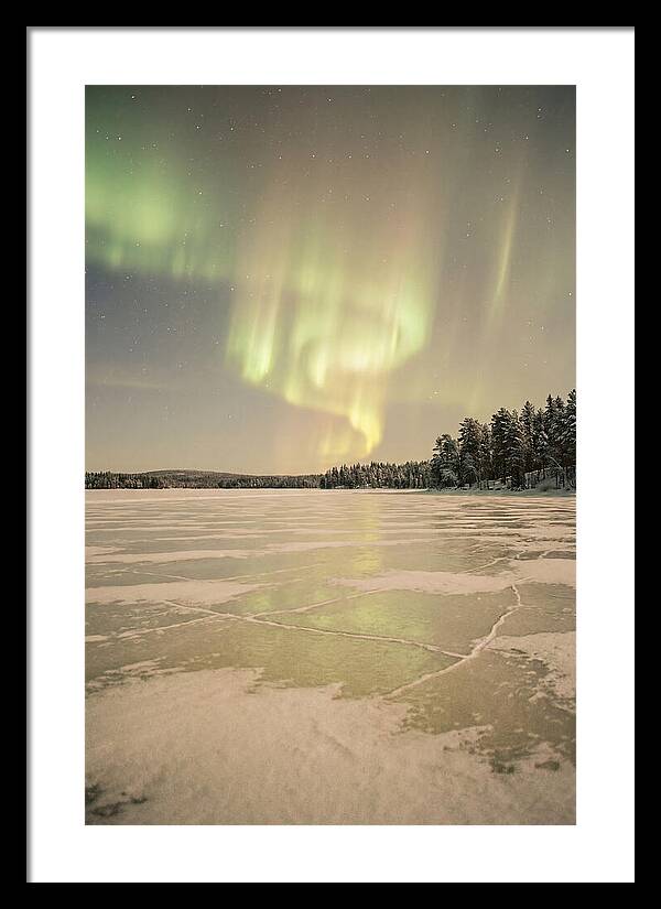 Northern Lights Over Frozen Lake