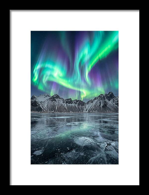 Northern Lights Over Frozen Lake