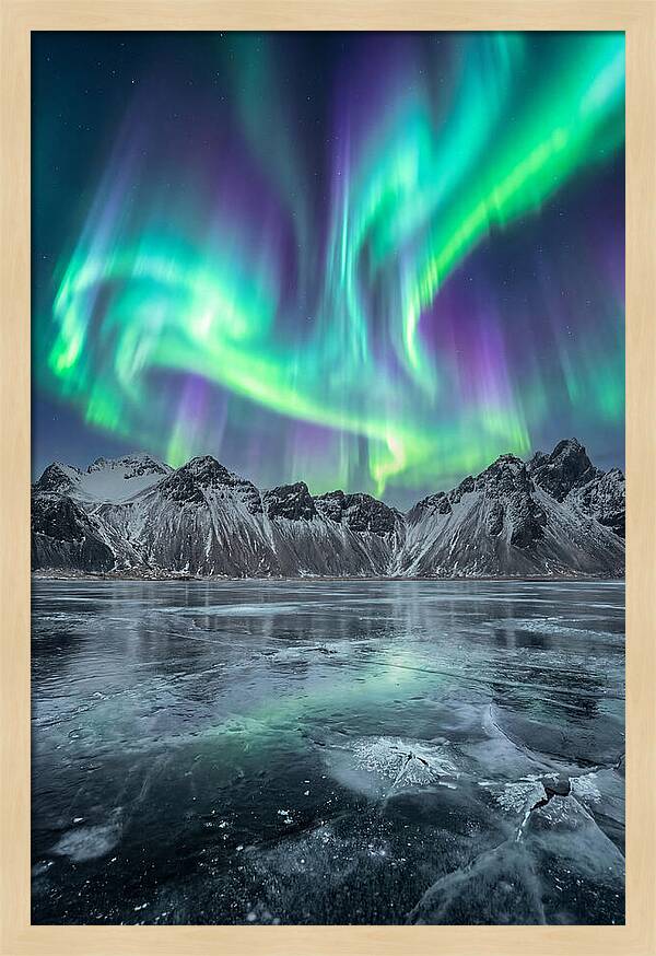 Northern Lights Over Frozen Lake
