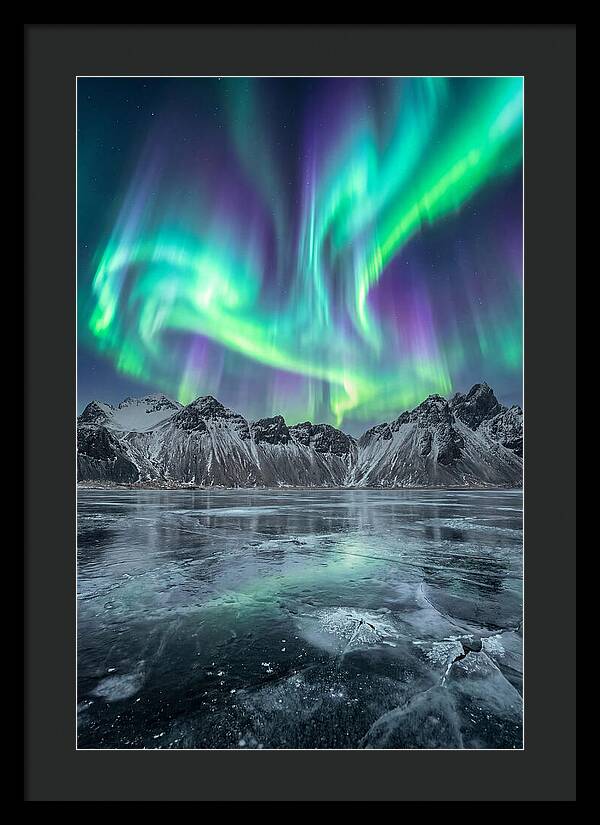 Northern Lights Over Frozen Lake