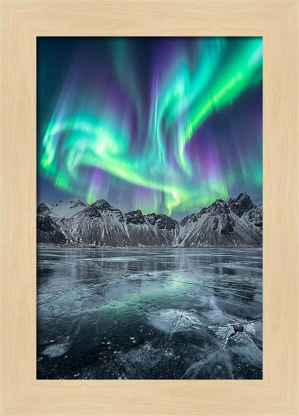 Northern Lights Over Frozen Lake