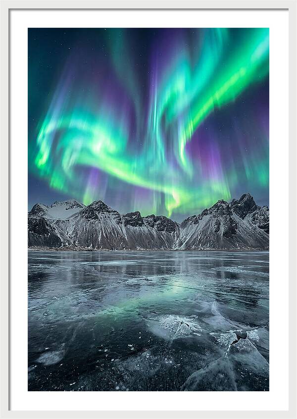 Northern Lights Over Frozen Lake